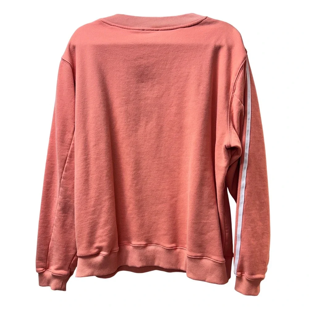 White Fox Pink Crewneck Sweatshirt Oversized M/L Stripe Sleeve - Picture 2 of 6